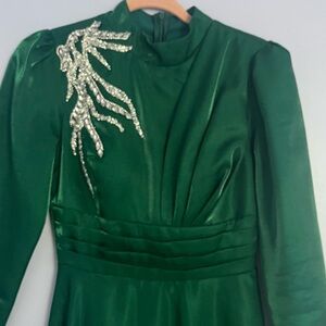 Elegant Green Dress with Silver Embellishment